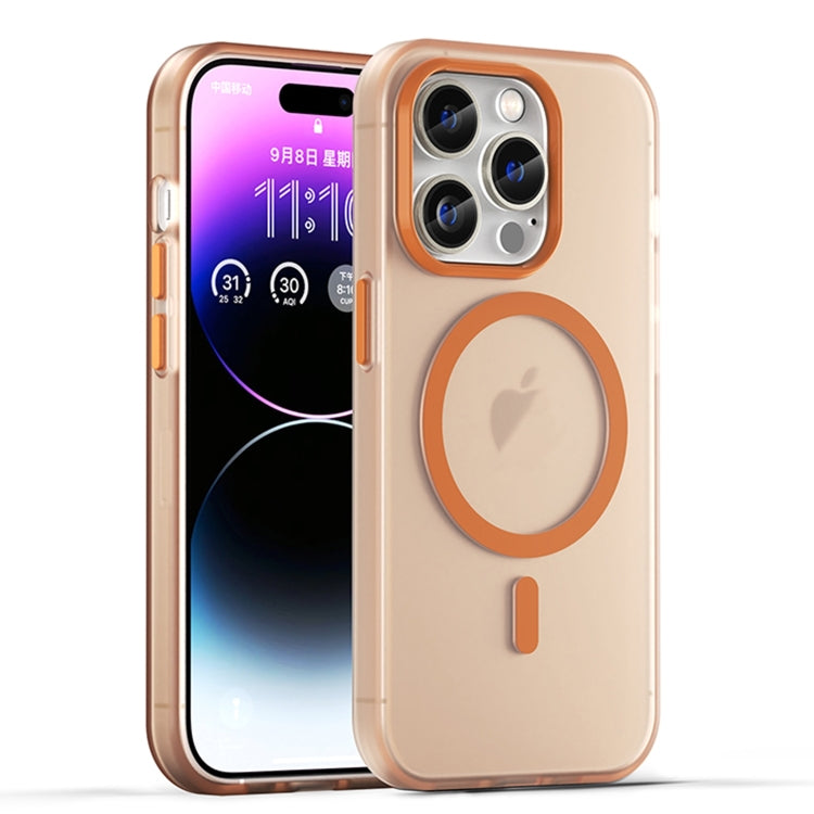 For iPhone 16 Pro MagSafe Frosted Translucent TPU + PC Full Coverage Phone Case(Orange) by buy2fix