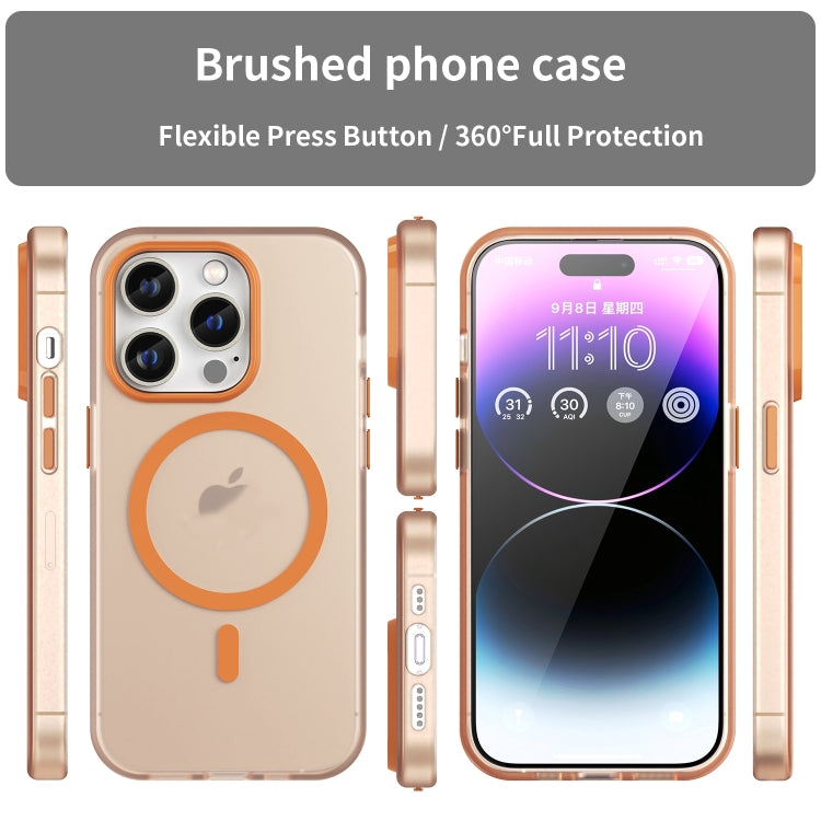 For iPhone 16 Pro MagSafe Frosted Translucent TPU + PC Full Coverage Phone Case(Orange) by buy2fix