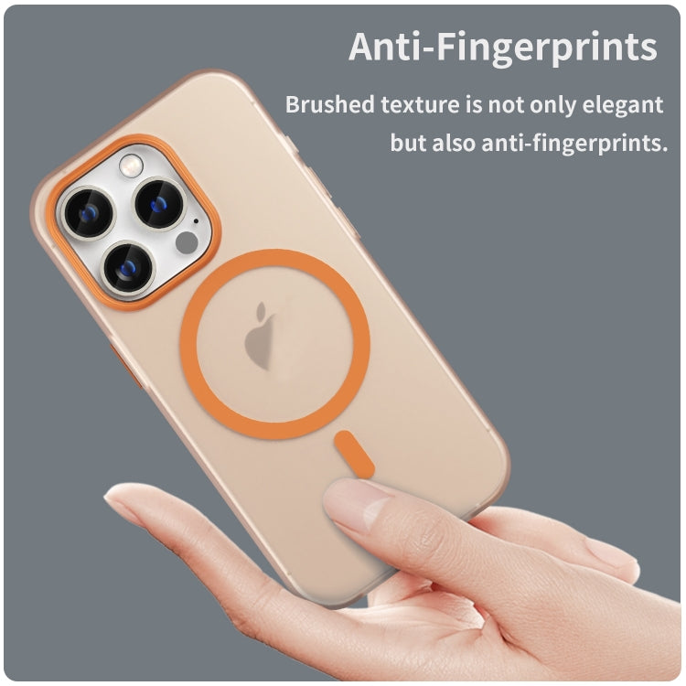 For iPhone 16 Pro MagSafe Frosted Translucent TPU + PC Full Coverage Phone Case(Orange) by buy2fix