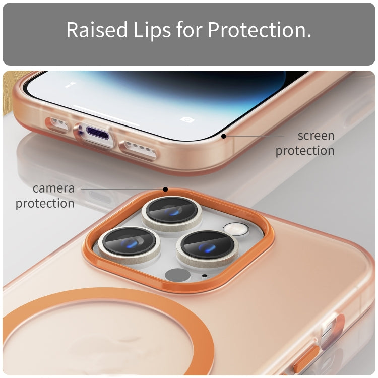 For iPhone 16 Pro MagSafe Frosted Translucent TPU + PC Full Coverage Phone Case(Orange) by buy2fix