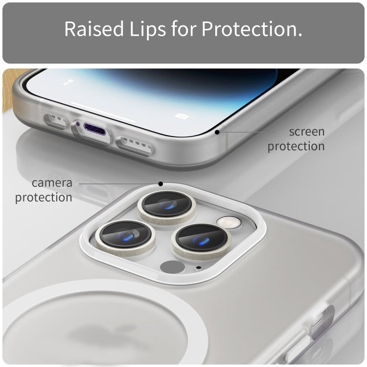 For iPhone 16 Pro Max MagSafe Frosted Translucent TPU + PC Full Coverage Phone Case(White) by buy2fix