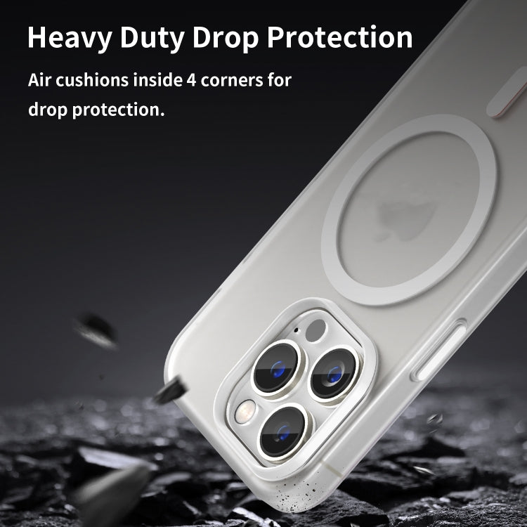 For iPhone 16 Pro Max MagSafe Frosted Translucent TPU + PC Full Coverage Phone Case(White) by buy2fix