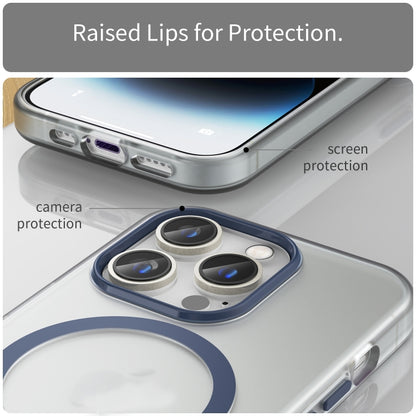 For iPhone 16 Pro Max MagSafe Frosted Translucent TPU + PC Full Coverage Phone Case(Dark Blue) by buy2fix