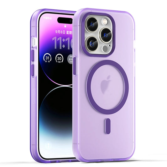 For iPhone 16 Pro Max MagSafe Frosted Translucent TPU + PC Full Coverage Phone Case(Dark Purple) by buy2fix