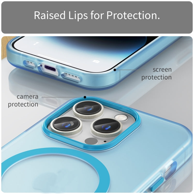 For iPhone 16 Pro Max MagSafe Frosted Translucent TPU + PC Full Coverage Phone Case(Blue) by buy2fix