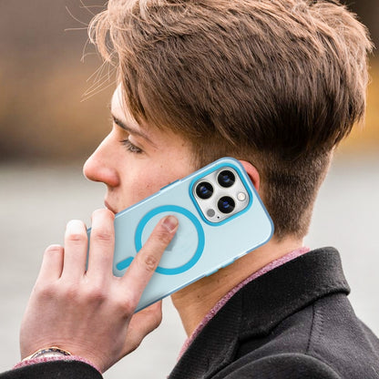 For iPhone 16 Pro Max MagSafe Frosted Translucent TPU + PC Full Coverage Phone Case(Blue) by buy2fix