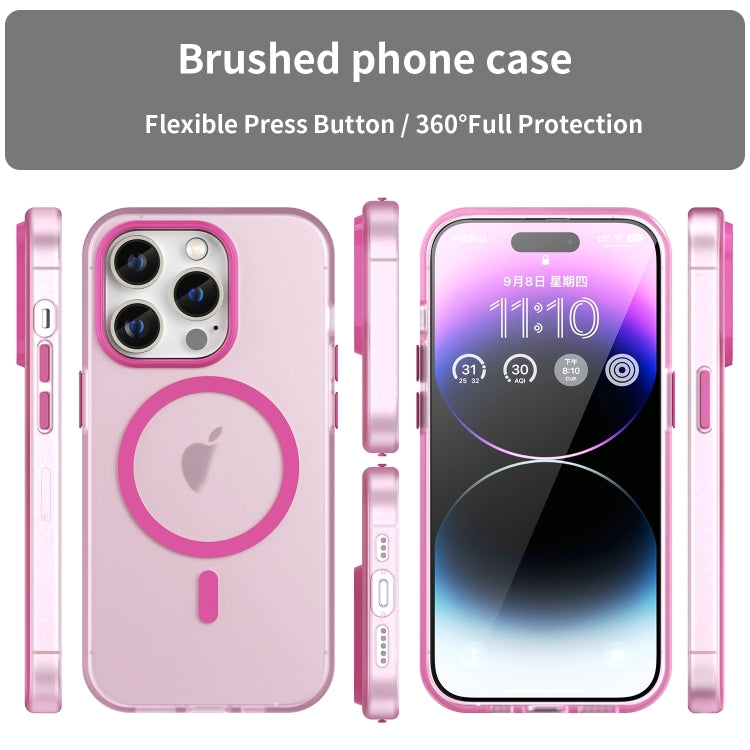 For iPhone 16 Pro Max MagSafe Frosted Translucent TPU + PC Full Coverage Phone Case(Pink) by buy2fix