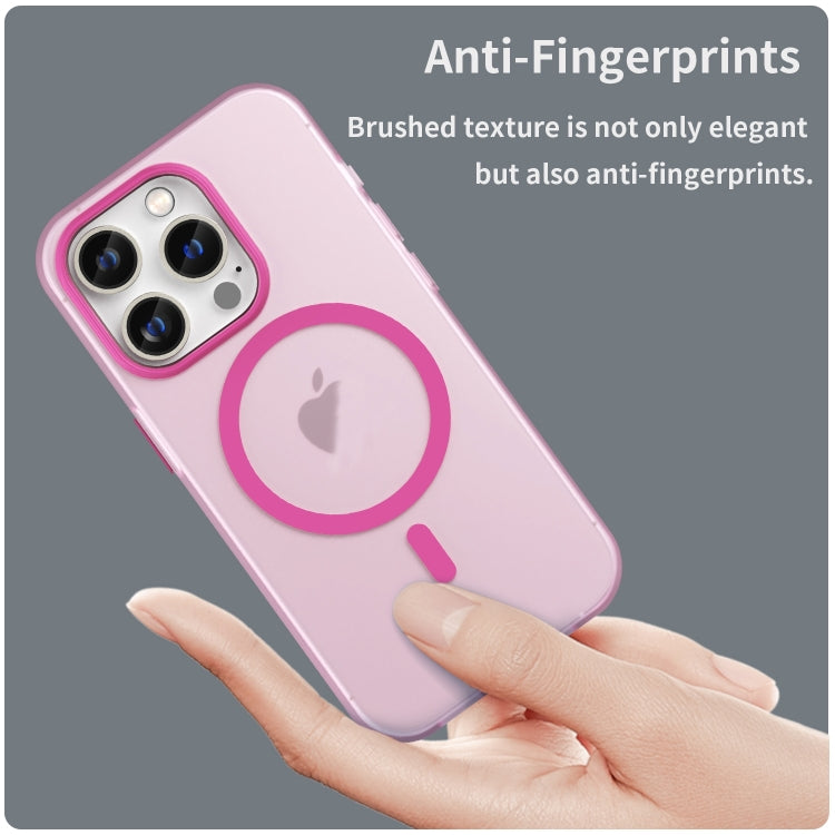 For iPhone 16 Pro Max MagSafe Frosted Translucent TPU + PC Full Coverage Phone Case(Pink) by buy2fix