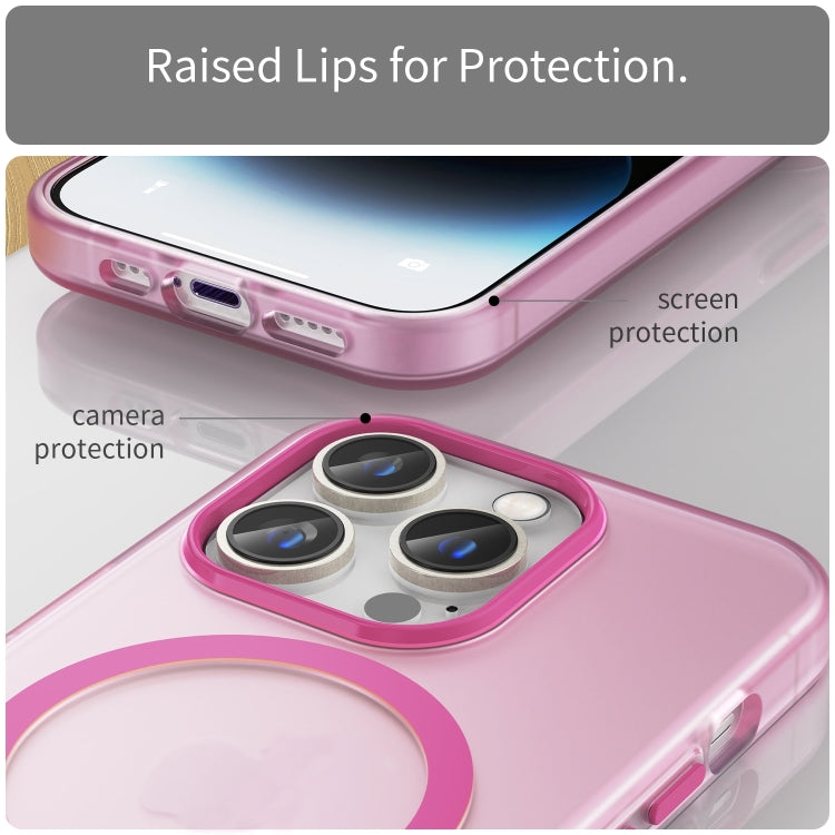 For iPhone 16 Pro Max MagSafe Frosted Translucent TPU + PC Full Coverage Phone Case(Pink) by buy2fix