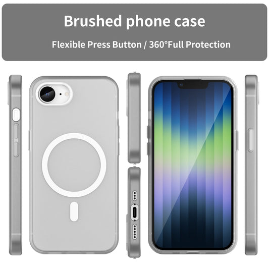 For iPhone 16e MagSafe Frosted Translucent TPU + PC Full Coverage Phone Case(White) by buy2fix