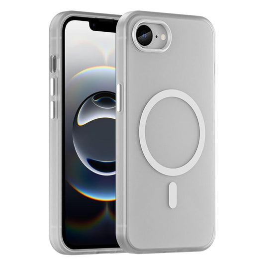 For iPhone 16e MagSafe Frosted Translucent TPU + PC Full Coverage Phone Case(White) by buy2fix