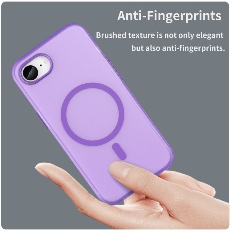 For iPhone 16e MagSafe Frosted Translucent TPU + PC Full Coverage Phone Case(Dark Purple) by buy2fix