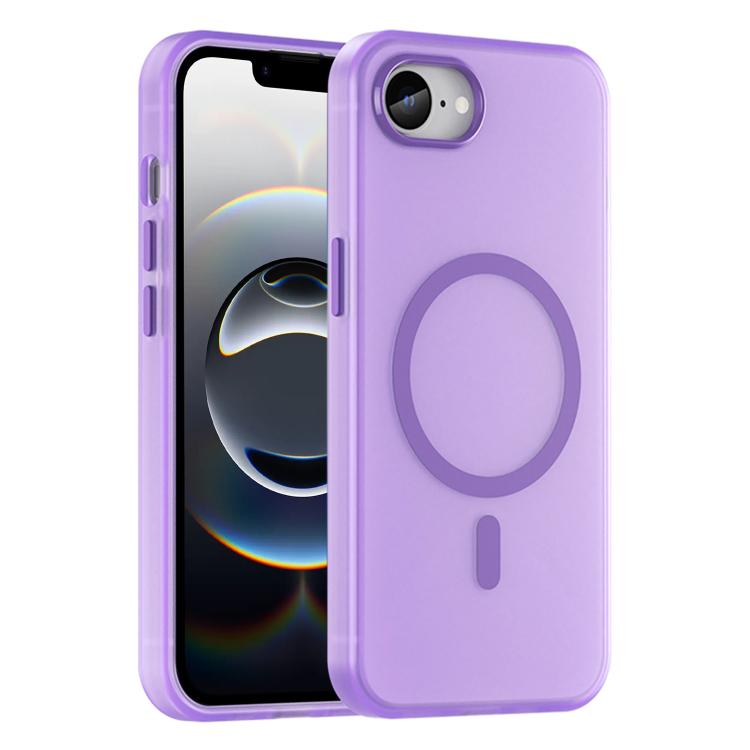 For iPhone 16e MagSafe Frosted Translucent TPU + PC Full Coverage Phone Case(Dark Purple) by buy2fix