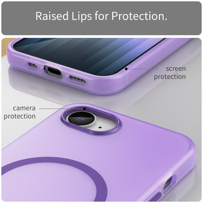 For iPhone 16e MagSafe Frosted Translucent TPU + PC Full Coverage Phone Case(Dark Purple) by buy2fix