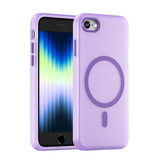 For iPhone SE 2022 / 2020 / 8 MagSafe Frosted Translucent TPU + PC Full Coverage Phone Case(Dark Purple)
