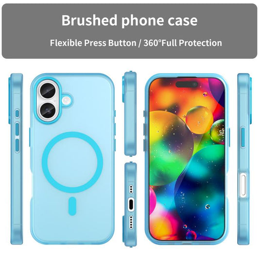 For iPhone 17 MagSafe Frosted Translucent TPU + PC Full Coverage Phone Case(Blue) - iPhone 17 Cases by buy2fix | Online Shopping UK | buy2fix
