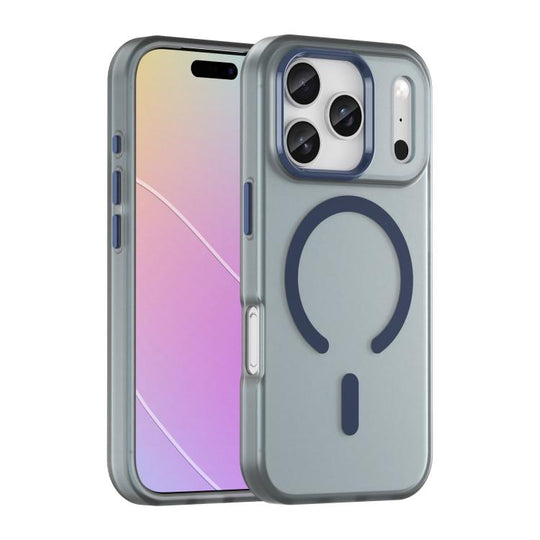 For iPhone 18 Pro MagSafe Frosted Translucent TPU + PC Full Coverage Phone Case(Dark Blue)