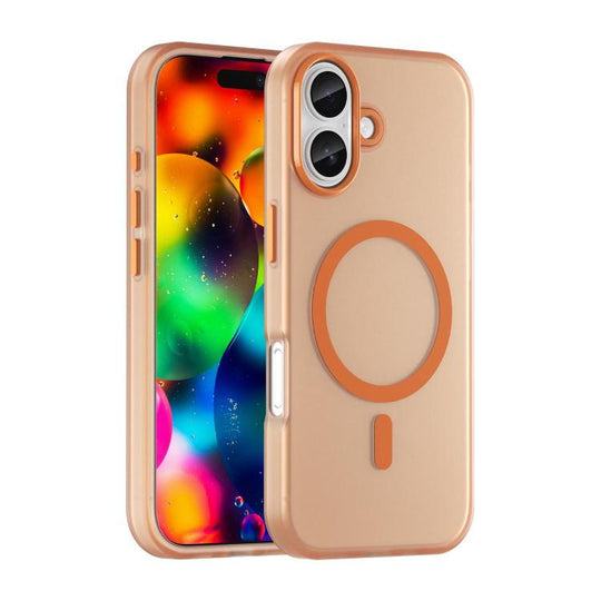 For iPhone 18 MagSafe Frosted Translucent TPU + PC Full Coverage Phone Case(Orange)