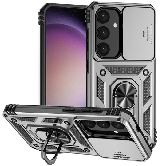 For Samsung Galaxy S24 5G Sliding Camshield Holder Phone Case(Silver)