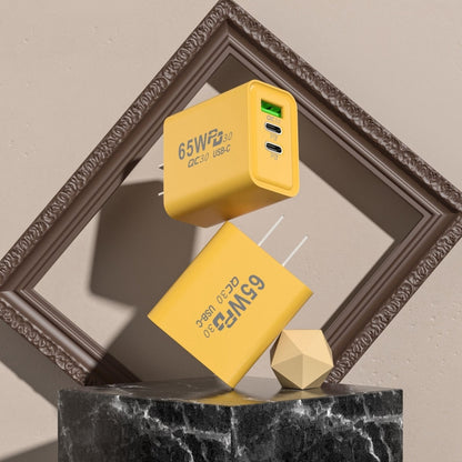 65W Gallium Nitride USB + Type-C Fast Charging Charger, Plug Type:US Plug(Yellow) by buy2fix