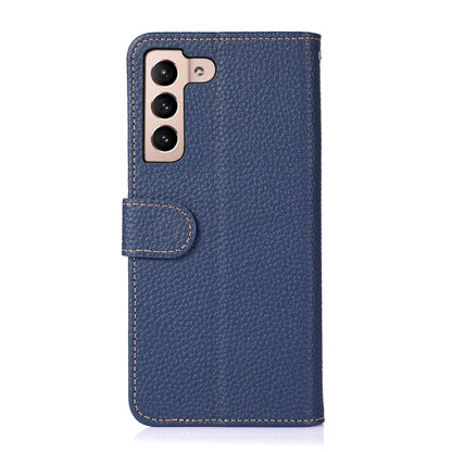 For Samsung Galaxy A35 5G KHAZNEH Litchi Genuine Leather Phone Case(Blue) - Galaxy Phone Cases by buy2fix | Online Shopping UK | buy2fix