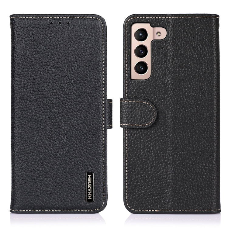 For Samsung Galaxy A35 5G KHAZNEH Litchi Genuine Leather Phone Case(Black) - Galaxy Phone Cases by buy2fix | Online Shopping UK | buy2fix