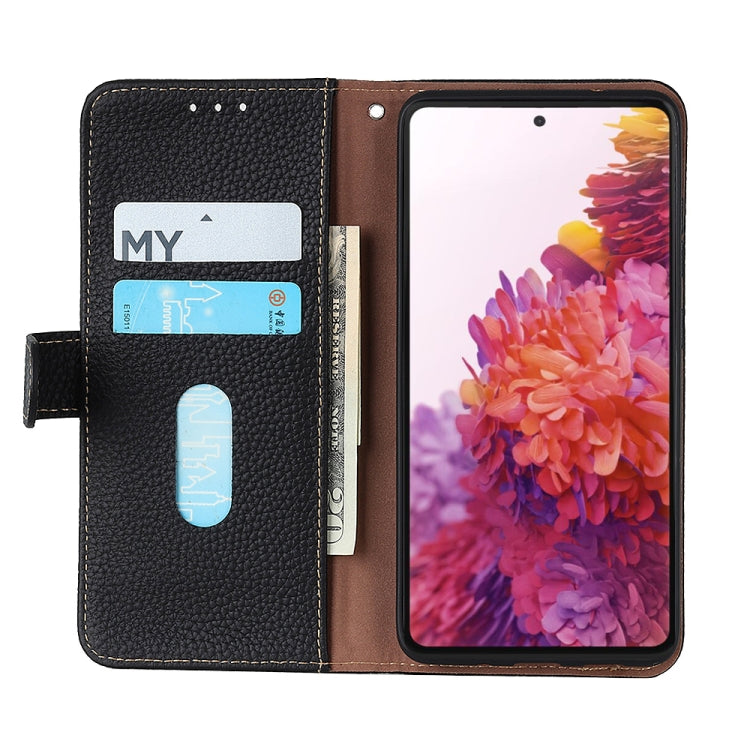 For Samsung Galaxy A35 5G KHAZNEH Litchi Genuine Leather Phone Case(Black) - Galaxy Phone Cases by buy2fix | Online Shopping UK | buy2fix