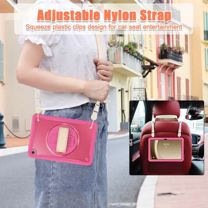 For Samsung Galaxy Tab A9+ X210/X215 Heavy Duty Hybrid Tablet Case with Handle & Strap(Rose Red) - Galaxy Tab A9+ by buy2fix | Online Shopping UK | buy2fix
