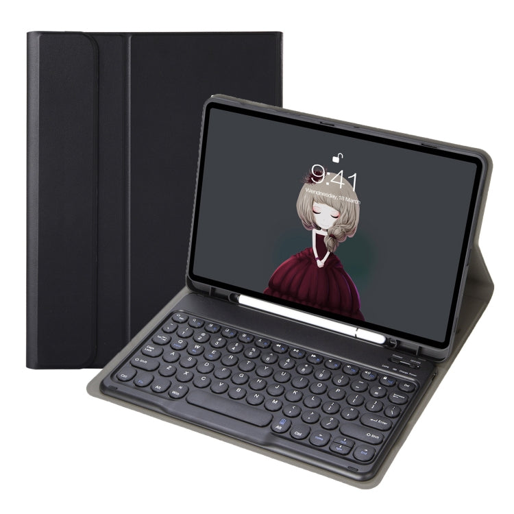 For Samsung Galaxy Tab S10 FE / S9 FE / S9 Candy Color TPU Round Keycap Bluetooth Keyboard Leather Case with Pen Slot(Black) - Samsung Keyboard by buy2fix | Online Shopping UK | buy2fix