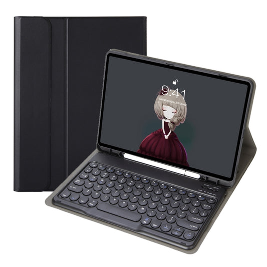 For Samsung Galaxy Tab S10 FE / S9 FE / S9 Candy Color TPU Round Keycap Bluetooth Keyboard Leather Case with Pen Slot(Black) - Samsung Keyboard by buy2fix | Online Shopping UK | buy2fix