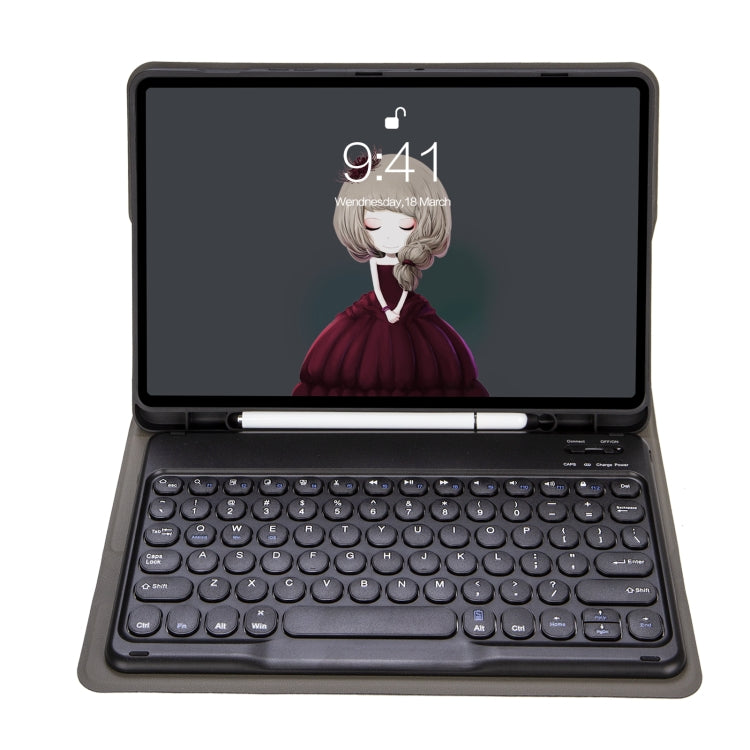 For Samsung Galaxy Tab S10 FE / S9 FE / S9 Candy Color TPU Round Keycap Bluetooth Keyboard Leather Case with Pen Slot(Black) - Samsung Keyboard by buy2fix | Online Shopping UK | buy2fix