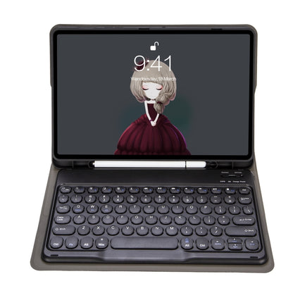 For Samsung Galaxy Tab S10 FE / S9 FE / S9 Candy Color TPU Round Keycap Bluetooth Keyboard Leather Case with Pen Slot(Black) - Samsung Keyboard by buy2fix | Online Shopping UK | buy2fix