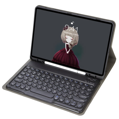 For Samsung Galaxy Tab S10 FE / S9 FE / S9 Candy Color TPU Round Keycap Bluetooth Keyboard Leather Case with Pen Slot(Black) - Samsung Keyboard by buy2fix | Online Shopping UK | buy2fix