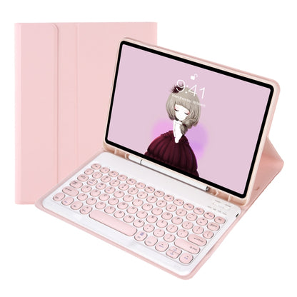 For Samsung Galaxy Tab S10 FE / S9 FE / S9 Candy Color TPU Round Keycap Bluetooth Keyboard Leather Case with Pen Slot(Pink) - Samsung Keyboard by buy2fix | Online Shopping UK | buy2fix
