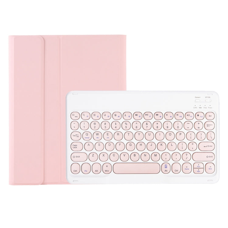 For Samsung Galaxy Tab S10 FE / S9 FE / S9 Candy Color TPU Round Keycap Bluetooth Keyboard Leather Case with Pen Slot(Pink) - Samsung Keyboard by buy2fix | Online Shopping UK | buy2fix