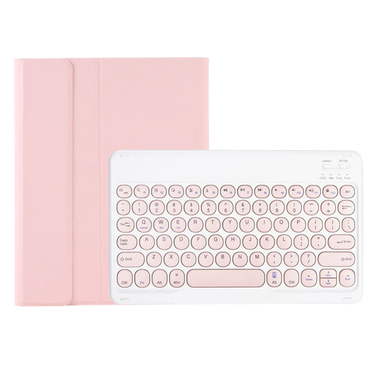 For Samsung Galaxy Tab S10 Lite / S10 FE / S9 FE / S9 Candy Color TPU Round Keycap Bluetooth Keyboard Leather Case with Pen Slot(Pink) by buy2fix