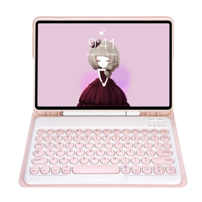 For Samsung Galaxy Tab S10 FE / S9 FE / S9 Candy Color TPU Round Keycap Bluetooth Keyboard Leather Case with Pen Slot(Pink) - Samsung Keyboard by buy2fix | Online Shopping UK | buy2fix