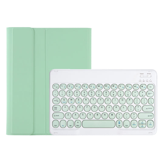 For Samsung Galaxy Tab S10 Lite / S10 FE / S9 FE / S9 Candy Color TPU Round Keycap Bluetooth Keyboard Leather Case with Pen Slot(Light Green) by buy2fix