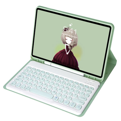 For Samsung Galaxy Tab S10 FE / S9 FE / S9 Candy Color TPU Round Keycap Bluetooth Keyboard Leather Case with Pen Slot(Light Green) - Samsung Keyboard by buy2fix | Online Shopping UK | buy2fix