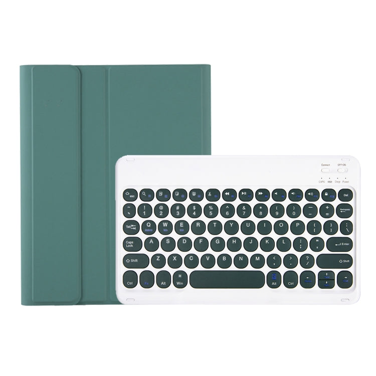 For Samsung Galaxy Tab S10 FE / S9 FE / S9 Candy Color TPU Round Keycap Bluetooth Keyboard Leather Case with Pen Slot(Dark Green) - Samsung Keyboard by buy2fix | Online Shopping UK | buy2fix