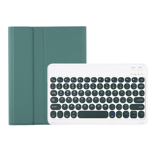 For Samsung Galaxy Tab S10 Lite / S10 FE / S9 FE / S9 Candy Color TPU Round Keycap Bluetooth Keyboard Leather Case with Pen Slot(Dark Green) by buy2fix