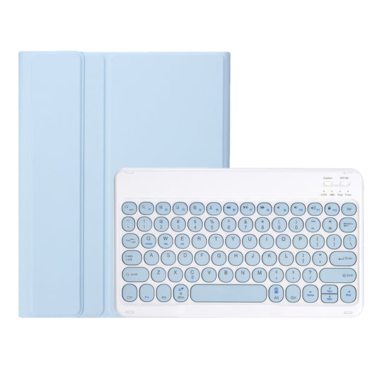 For Samsung Galaxy Tab S10 Lite / S10 FE / S9 FE / S9 Candy Color TPU Round Keycap Bluetooth Keyboard Leather Case with Pen Slot(Ice Blue) by buy2fix