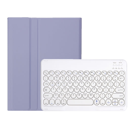 For Samsung Galaxy Tab S10 FE / S9 FE / S9 Candy Color TPU Round Keycap Bluetooth Keyboard Leather Case with Pen Slot(Purple) - Samsung Keyboard by buy2fix | Online Shopping UK | buy2fix
