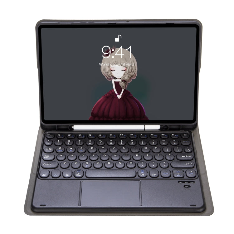 For Samsung Galaxy Tab S10 FE / S9 FE / S9 Candy Color TPU Round Keycap Touch Bluetooth Keyboard Leather Case(Black) - Samsung Keyboard by buy2fix | Online Shopping UK | buy2fix