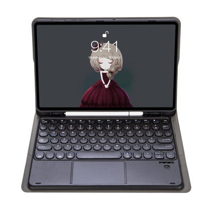 For Samsung Galaxy Tab S10 FE / S9 FE / S9 Candy Color TPU Round Keycap Touch Bluetooth Keyboard Leather Case(Black) - Samsung Keyboard by buy2fix | Online Shopping UK | buy2fix