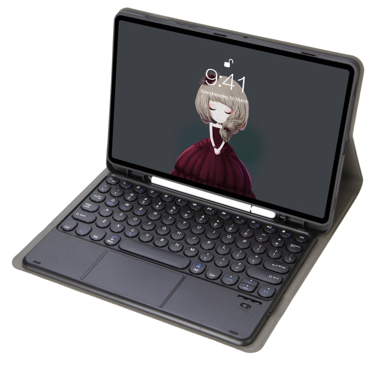 For Samsung Galaxy Tab S10 FE / S9 FE / S9 Candy Color TPU Round Keycap Touch Bluetooth Keyboard Leather Case(Black) - Samsung Keyboard by buy2fix | Online Shopping UK | buy2fix