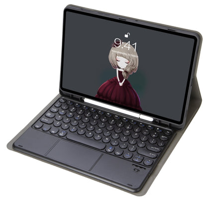 For Samsung Galaxy Tab S10 FE / S9 FE / S9 Candy Color TPU Round Keycap Touch Bluetooth Keyboard Leather Case(Black) - Samsung Keyboard by buy2fix | Online Shopping UK | buy2fix