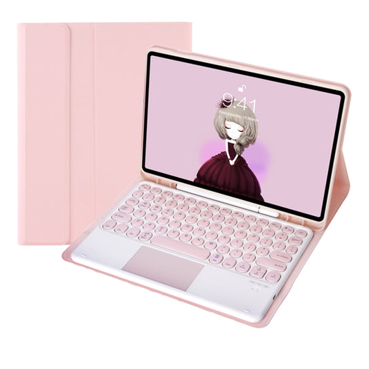 For Samsung Galaxy Tab S10 FE / S9 FE / S9 Candy Color TPU Round Keycap Touch Bluetooth Keyboard Leather Case(Pink) - Samsung Keyboard by buy2fix | Online Shopping UK | buy2fix