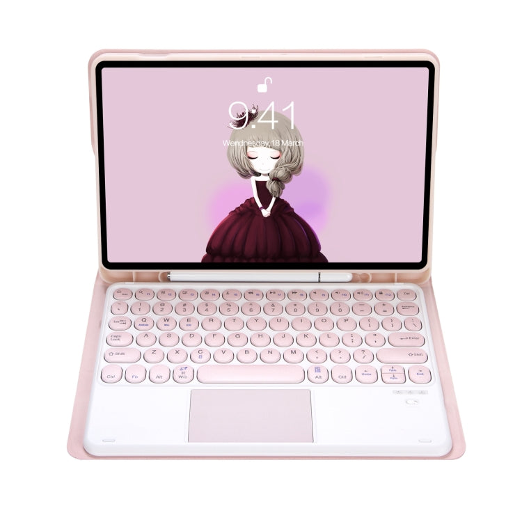 For Samsung Galaxy Tab S10 FE / S9 FE / S9 Candy Color TPU Round Keycap Touch Bluetooth Keyboard Leather Case(Pink) - Samsung Keyboard by buy2fix | Online Shopping UK | buy2fix