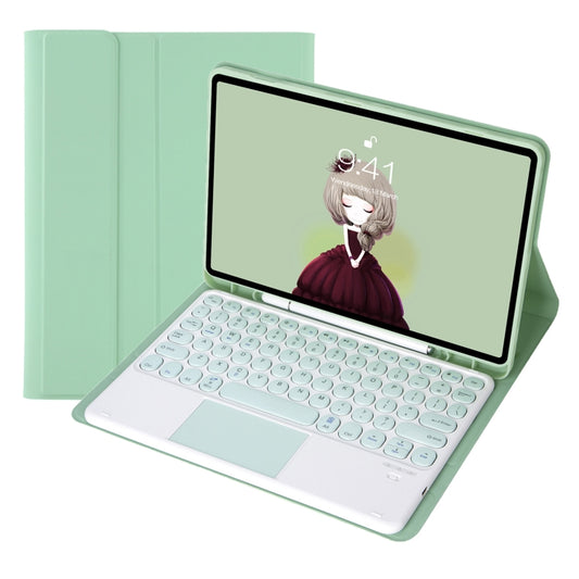 For Samsung Galaxy Tab S10 FE / S9 FE / S9 Candy Color TPU Round Keycap Touch Bluetooth Keyboard Leather Case(Light Green) - Samsung Keyboard by buy2fix | Online Shopping UK | buy2fix